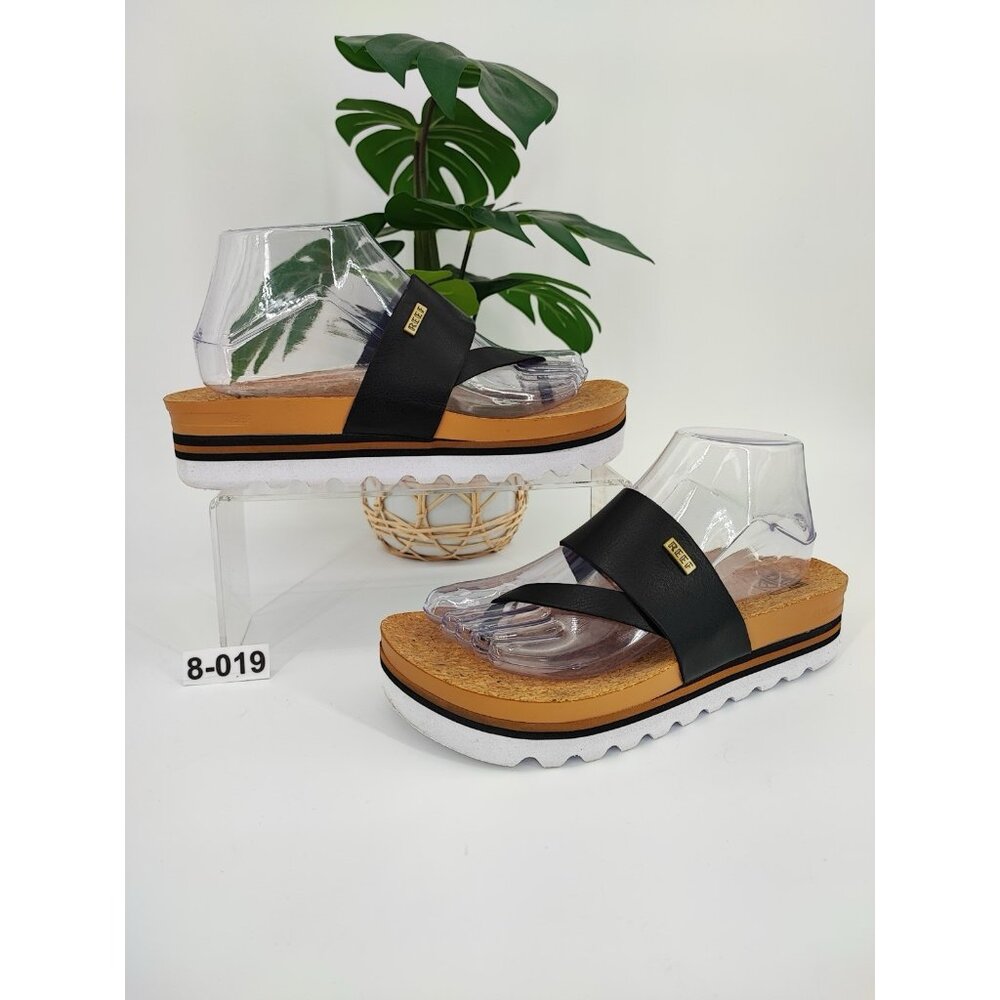 Reef Cushion Sol Hi Women's Size 8 US Black Vegan Leather Sandals